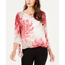 NWT Womens Petite Size Small SP Alfani Floral Angel-Sleeve Bubble Blouse Top - £22.70 GBP