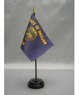 State of Oregon Mini 4&quot;x6&quot; Desk Stick Flag, With Black Plastic Stand - $8.99+