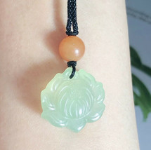 Real Jade Lotus pendant necklace Buddhist Prayer Power Of Pure Love Friendships - £10.67 GBP