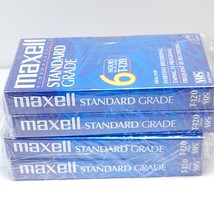 Maxell Standard Grade 4 Pack Blank VHS Cassette Tapes T-120 6 Hours NEW &amp; SEALED - £7.83 GBP