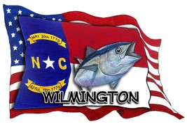 USA NC Flags w/ Tuna Wilmington Decal Sticker Car Wall Window Cup Cooler Laptop - £5.55 GBP+