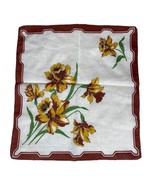 1 Vintage Cocktail Napkin Handkerchief Hankie Square 12&quot; x 11&quot; Floral Da... - £11.00 GBP