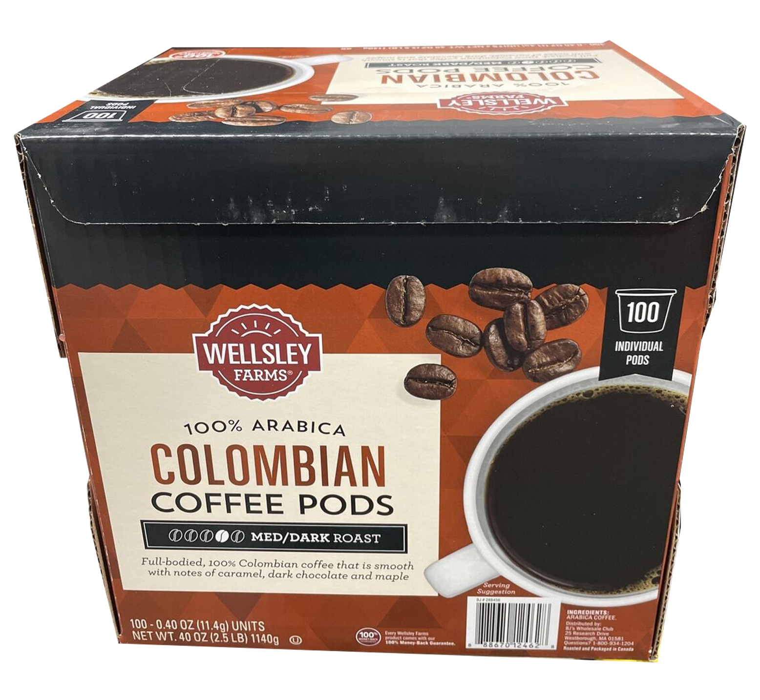 Wellsley farms Colombian coffe pods 100% Arabia Medium/ Dark Roast 100ct - $42.73