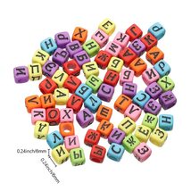 100pcs 6mm DIY Bracelet Pendant Accessories Necklace Alphabet Spacer Mixed Beads - $9.96+