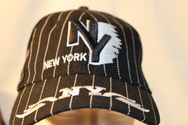 NY New York City Embroidered Ball Cap Hat Adjustable Navy Black &amp; White ... - £8.76 GBP