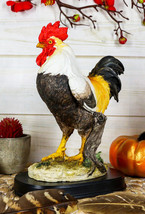 Black Breasted Rooster Statue With Base 7&quot;Tall Proud Country Chicken Figurine - £22.42 GBP