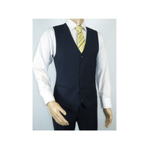 Men Suit BERLUSCONI Turkey 100% Italian Wool Super 180's Vested #Ber17 Navy Blue image 8