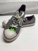Converse Chuck Taylor Low Gray Neon Green Purple Blue Double Tongue Size 5 - $21.78
