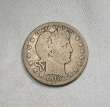 1913 Silver Barber Quarter Coin AK714 - £23.12 GBP