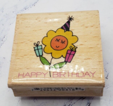 Happy Birthday Flower Party Hat Gifts Hampton Art Rubber Stamp Lynett Taylor - £3.94 GBP
