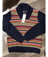 NEW SZ 6 Janie and Jack Fair Isle Shawl Collar Sweater Multicolor Boys - $25.99
