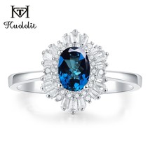 Kuoit London blue Topaz Gemstone Ring for Women Solid 925 Sterling Silver Handma - $30.40