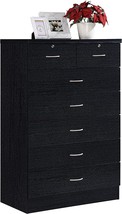 Hodedah Import Hi70Dr Black 7 With Locks On 2-Top Chest Of Drawers - £186.24 GBP