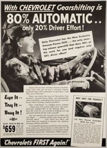 1940 Print Ad Chevrolet Gearshifting 80% Automatic Happy Lady Driving - $19.78