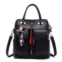 New Women Backpack High Quality Leather Backpack School Bags for Teenage Girls F - £41.01 GBP