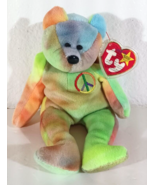 PEACE BEAR BEANIE BABY 8.5&quot; PE Pellets Ear Tag w Holder Tush Tag 2/1/199... - €13,19 EUR