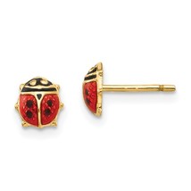 14K Yellow Gold Ladybug Youth Earrings - $94.99