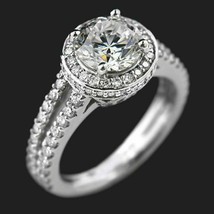 14k White Gold Plated 1.50Ct Real Moissanite Vintage Style Engagement Ring Women - $140.24