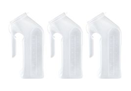 3 Pcs - Male Urinal Urine Pee Bottle With Cover Lid 1 Quart, 1000 mL - $11.75