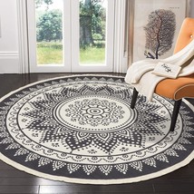 Hebe Cotton Round Area Rug 6&#39; X &#39;Hand Woven Cotton Area Rug With Tassels, Grey. - £62.31 GBP