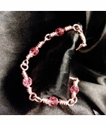 Bracelet - hand woven links with fine, pink crystal beads - $30.00