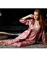 Comfortable Sexy Silk Blend 3pcs Women Sleepwear/ pajamas Sets S/M/L/XL/2XL/3XL - £55.93 GBP