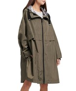 new DKNY Oversized Zip Front Water Resistant Logo Graphic Hooded Rain Ja... - £79.38 GBP