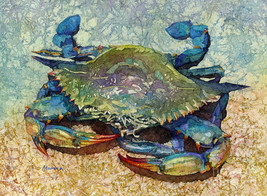 Blue crab watercolor painting Ceramic tile mural backsplash medallion - £71.21 GBP+