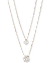 Givenchy Scattered Crystal Two Row Pendant Necklace 16 + 3Inch Womens,Pink - £38.28 GBP