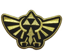 Legend of Zelda Hyrule&#39;s Royal Crest Gold Logo Iron on Patch - £6.72 GBP