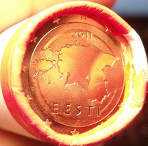 Gem Unc Original Roll (50 Coins) Estonia 2011 5 Euro Cents~Map Of Estonia~Fr/Shi - £22.31 GBP
