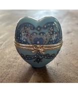 Vintage LIMOGES Trinket Box Blue Heart Shaped Althorp Princess Diana - $1,872.15 MXN