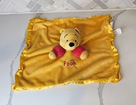 Disney Lovey Winnie the Pooh Yellow Satin Trim Security Blanket 12&quot; READ... - £11.69 GBP