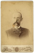 Circa 1890&#39;S Cabinet Card Rugged Man Handlebar Moustache Bronner Garden City, KS - £7.43 GBP