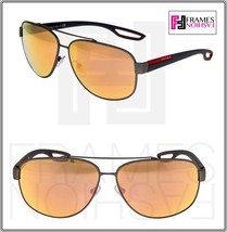 Prada Linea Rossa Lj Silver 58Q Rubber Orange Pink Mirrored Sunglasses PS58QS - £142.11 GBP