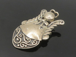 925 Sterling Silver - Vintage Shiny Angel With Ribbon Bow Brooch Pin - BP7214 - £53.61 GBP