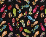 Cotton Bags Full Golf Clubs Flowers Sports Black Fabric Print by Yard D4... - £11.15 GBP