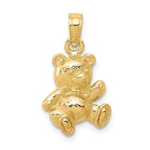14K Yellow Gold Teddy Bear Charm Jewelry Pendant 17mm x 1mm - £92.27 GBP