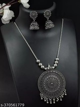 Indian Women Silver Oxidized Necklace Set Boho Fashion Jewelry Wedding Wear Gift - £22.47 GBP