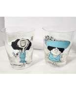 MCM 2 Drink Barware Glasses Aqua Ladies Osbourne Kemper 14 oz Humorous S... - $47.68 CAD