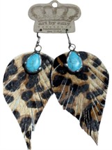 Art By Amy Labbe women's cheetah cut out earrings in Turquoise Stone - size One - $71.28