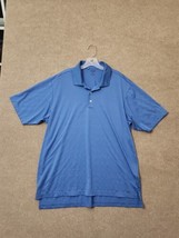 Adidas Golf Polo Shirt Mens XL Blue Textured Stripes Short Sleeve - $19.67