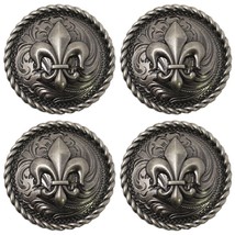 Concho Set of 4 Conchos Western Saddle Tack Fleur De Lis Engraved 401524 - $24.74
