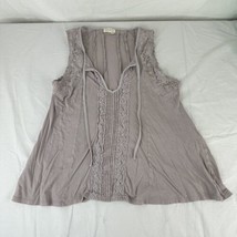 Anthropologie Meadow Rue Blouse Large Sleeveless Lace Dusty Purple Baby Doll Top - £30.96 GBP