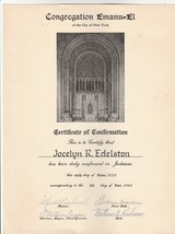 VINTAGE 1965 CERTIFICATE OF CONFIRMATION IN JUDAISM NEW YORK CITY - £9.28 GBP