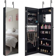 Lockable Storage Jewelry Cabinet with Frameless Mirror-Black - Color: Black - £100.89 GBP