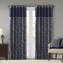 Madison Park - MP40-4896 Aubrey Faux Silk Paisley Jacquard, Rod Pocket Curtain w - $58.02