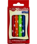 Birthday Cake Candles Betty Crocker Dizzy Dots 12 Count Box Colorful Par... - $7.87