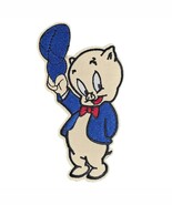 PORKY PIG IRON ON PATCH 4.3&quot; Classic Cartoon Character Embroidered Appli... - $83.28 MXN