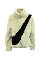 Nike Big Swoosh Jacket In Faux Fur Women Cream L - $138.70